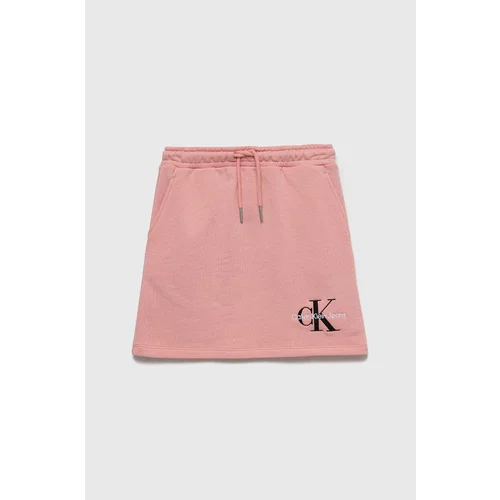 Calvin Klein Jeans Dječja pamučna suknja boja: ružičasta, mini, ravna