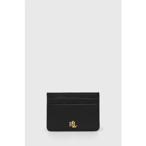 Polo Ralph Lauren Usnjen etui za kartice ženski, črna barva
