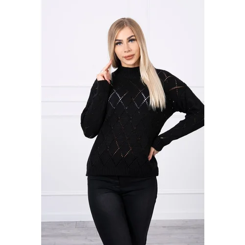 Kesi Black high-neckline sweater with diamond pattern