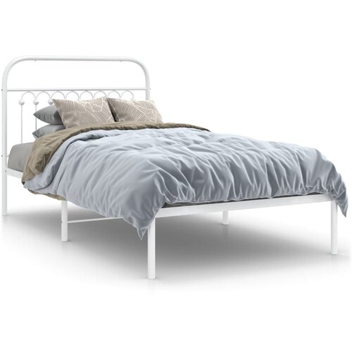vidaXL Metalni okvir za krevet s uzglavljem bijeli 100x190 cm Cijene