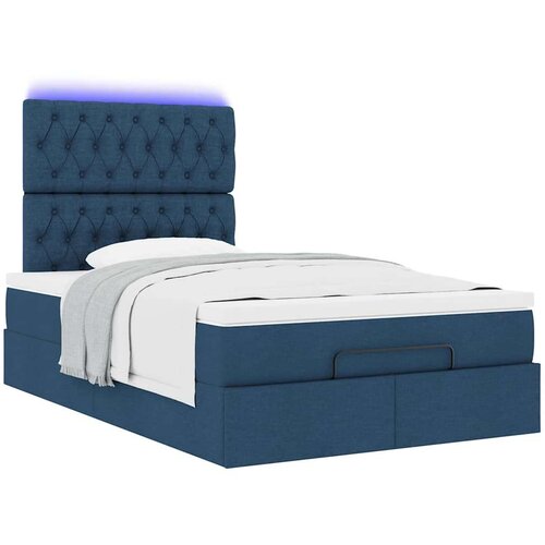 VidaXL Otomanski okvir kreveta s madraca plavi 120x190 cm od tkanine Slike