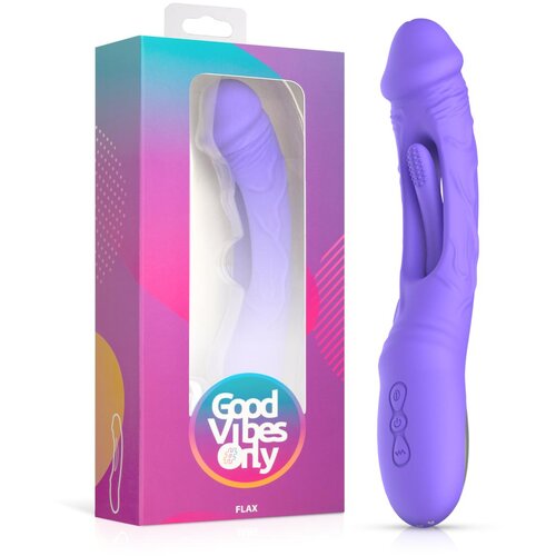 Good Vibes Only Flax Vibrating Dildo with G-Spot Stimulator Purple Cene