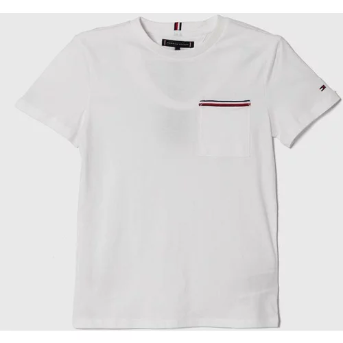 Tommy Hilfiger Otroška bombažna kratka majica bela barva