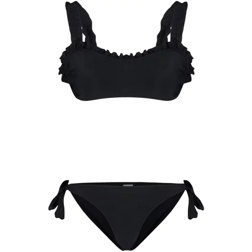 Trendyol Black Bralette Frilly Textured Bikini Set