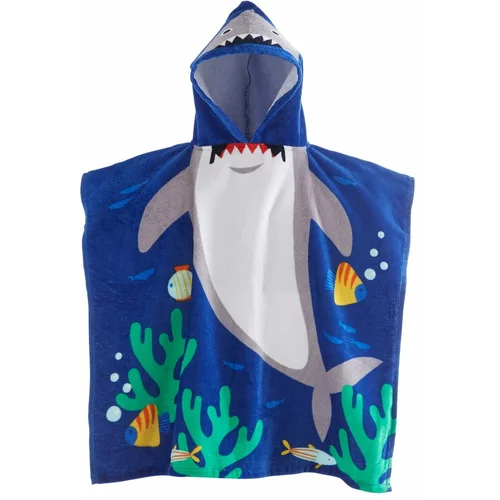 Catherine Lansfield Modra bombažna otroška brisača s kapuco 60x120 cm Shark –