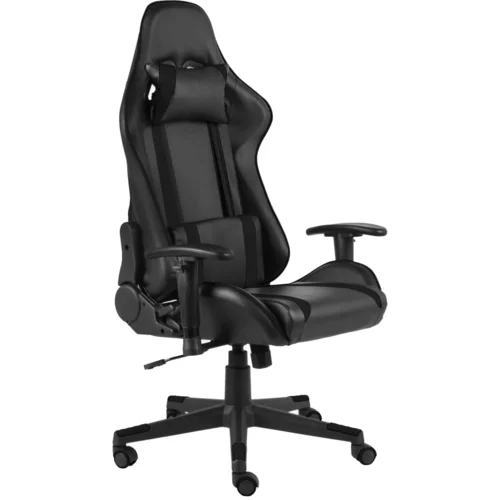 The Living Store Vrtljiv gaming stol črn PVC - Gaming Stol, (21426609)