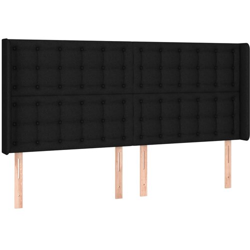  LED uzglavlje crno 203 x 16 x 118/128 cm od tkanine Slike