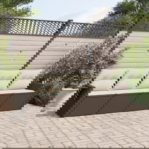 vidaXL Vrtna sedežna garnitura 4-delna z blazinami rjav poli ratan Cene