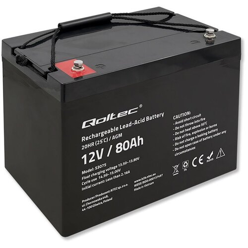 Qoltec 53075 AGM battery | 12V | 80Ah | 23.5kg Cijene