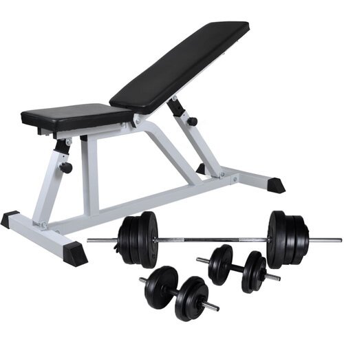 vidaXL Vadbena klop s kompletom uteži in palic 60,5 kg Cene