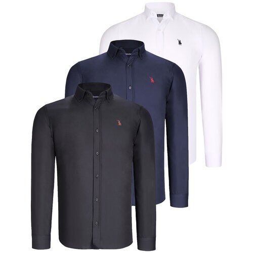 Dewberry TRIPLE SET G725 MEN&amp;#039;S SHIRT-BLACK-WHITE-NAVY BLUE Slike