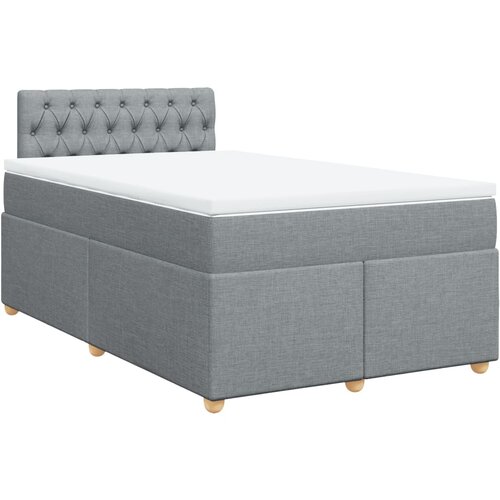 VidaXL Box spring postelja z vzmetnico svetlo siva 120x200 cm blago, (21309099) Slike