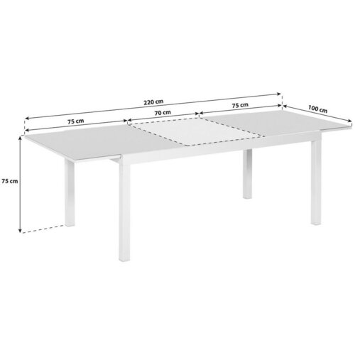 Gardenson Raztegljiva Vrtna Miza Ambia, Steklo, Aluminij, 180-250x100 Slike
