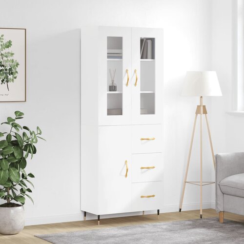 vidaXL Visoka omara bela 69,5x34x180 cm inženirski les Cene