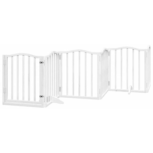  Vrata za pse s vrata&amp;scaron;cima 12 panela sklopiva 600 cm drvo topole Bijela 50 x 60 x 2 cm Slike
