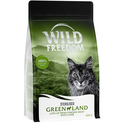Wild Freedom suha mačja hrana 2 x 400 g po posebni ceni! - Adult "Green Lands" Sterilised jagnjetina - recept brez žit Cene