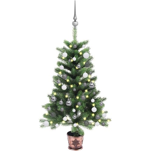  Umjetno osvijetljeno božićno drvce s kuglicama 90 cm zeleno Slike