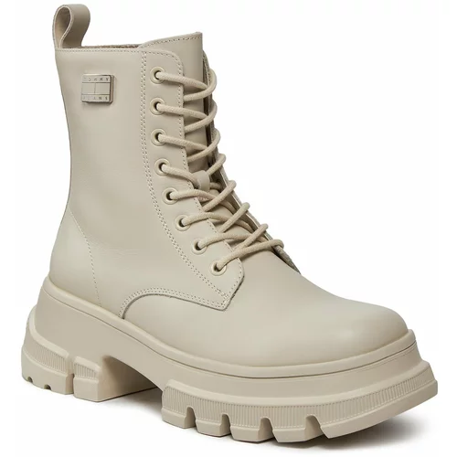 Tommy Jeans Pohodni čevlji Tjw Chunky Leather Boot EN0EN02503 Bleached Stone AEV