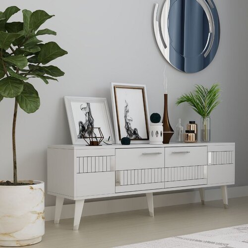 Hanah home polica za TV moda - white, silver whitesilver tv stand Slike