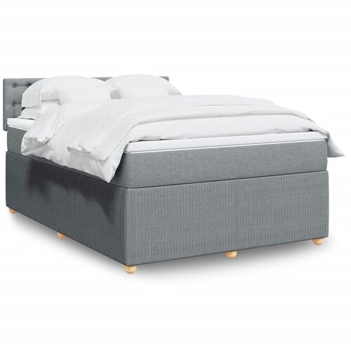 vidaXL Box spring posteljni z vzmetnico svetlo siv 140x190 cm blago Cene