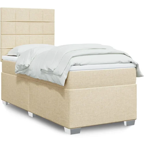  The Living Store Box spring postelja z vzmetnico krem 100x200 cm blago - Box Spring Postelja, (21497063)