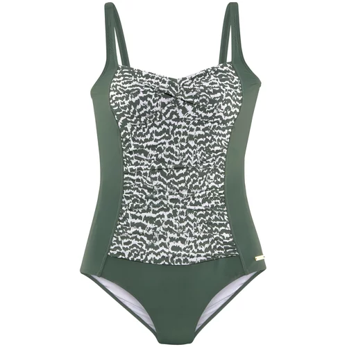Lascana Jednodijelni kupaći kostim tamno zelena / bijela