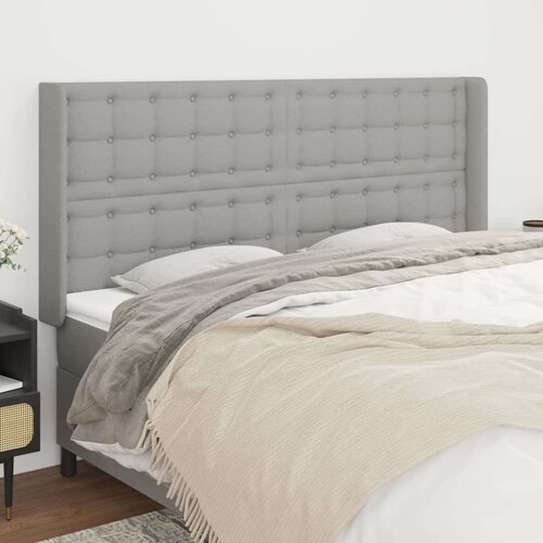  Vzglavje z u&amp;scaron;esi svetlo siv 203x16x118/128 cm blago, (20933747) Slike
