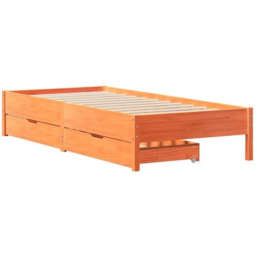 vidaXL Posteljni okvir voščeno rjav 100x200 cm trdna borovina, (21337781) Cene