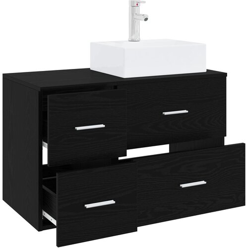  Set namje&amp;scaron;taja za kupaonicu 2 kom. Crni hrast Konstruirano drvo Crna 49,5 x 41 x 79,5 cm Slike