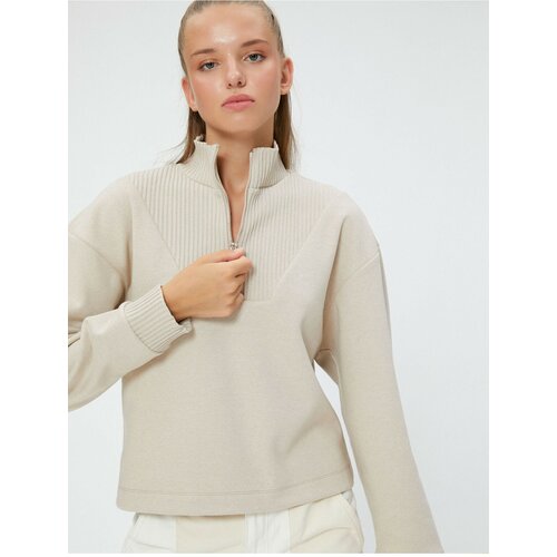 Koton Half-Zip Sweatshirt. Comfortable fit, Standing Collar Textured. Slike