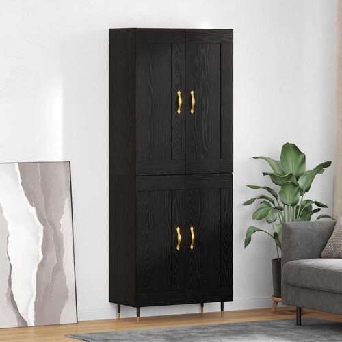 vidaXL Highboard Crni hrast 69,5 x 34 x 180 cm Konstruirano drvo Cene