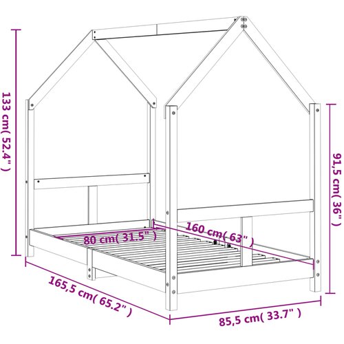  Okvir za dječji krevet bijeli 80 x 160 cm od masivne borovine Slike