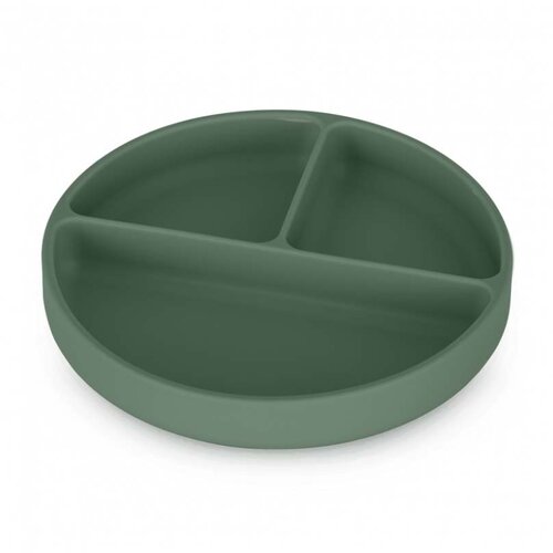 Petite&Mars Silikonski okrugli tanjur s odjeljcima i vakuumom 6 m+ Take&Match, Misty Green Cijene