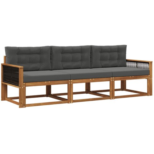 vidaXL Zunanja garnitura za sedenje 3 pcs Naravna in antracitna, (5000282311) Cene