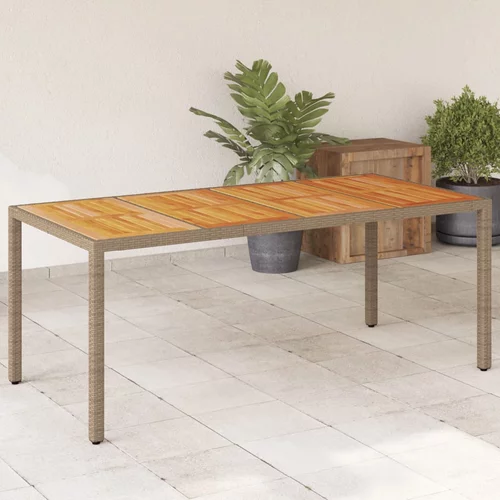  Vrtni stol bež 190 x 90 x 75 cm poliratan i bagremovo drvo