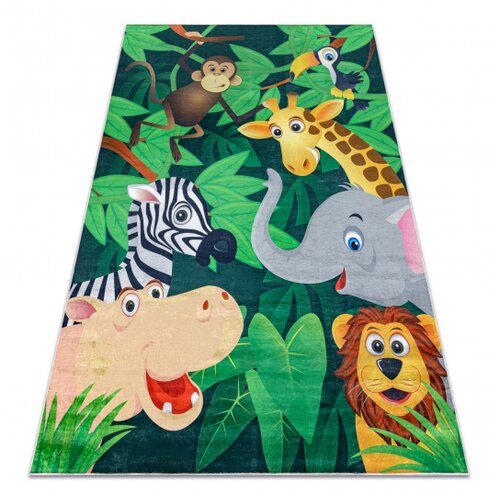 RugsX BAMBINO 2705 pralna preproga Živali, Afrika za otroke protizdrsna - zelena / smeđa 200x290 cm, (5000175025) Cene