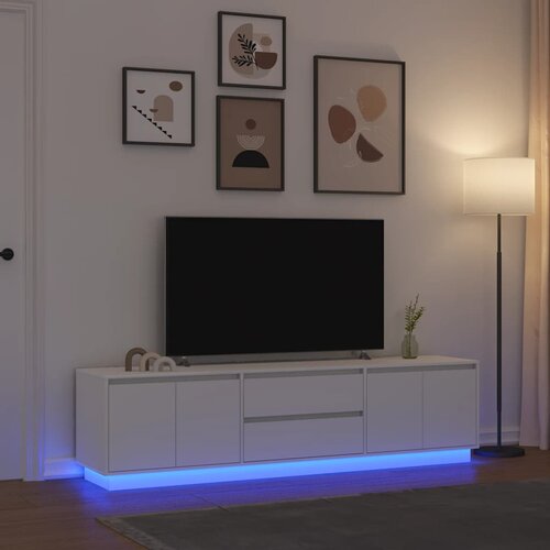 VidaXL TV omarica z LED lučmi bela 193,5x41x50 cm Slike