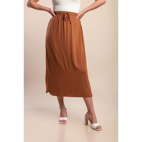 Fenzy Midi Suknja Od Viskoze Plus Size, Smeđa Cijene