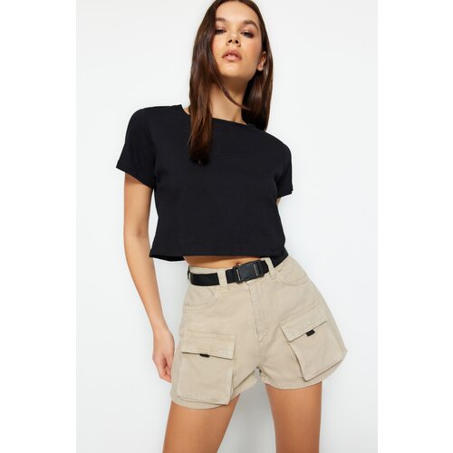 Trendyol Shorts - Beige - High Waist Slike