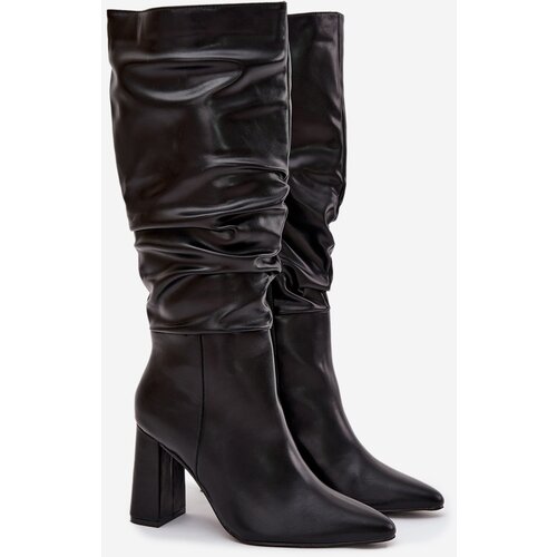 Boto Insulated women's boots with heel with ruching Black Dariane Cijene