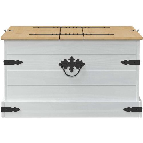 STORAGE box s policom Bijelo 78 x 78 x 45 cm Čvrsto borovo drvo - Bijelo Slike