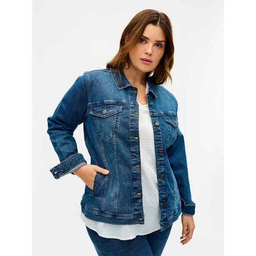 Zizzi Jeans jakna J10904A Modra Regular Fit