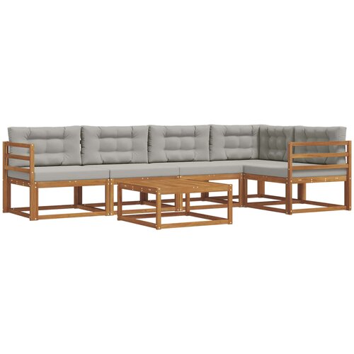  Set vanjskih sofa s jastukom 6 pcs Prirodna i svjetlosiva Slike
