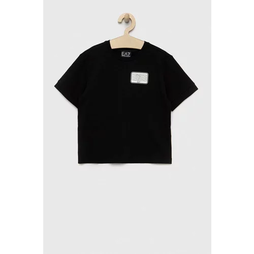 Ea7 Emporio Armani Dječja pamučna majica kratkih rukava boja: crna, s tiskom
