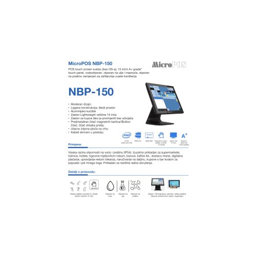 MicroPOS NBP-150, Cel.J4125, 8GB DDR4, 256 SSD,MCR Slike