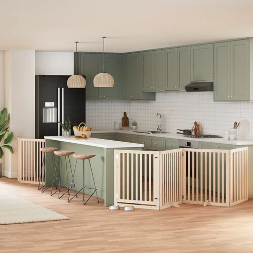 vidaXL Ograda za pse z vrati zložljiva 8 panelov 640 cm topolovina Cene