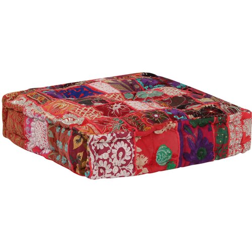  Tabure s patchworkom četvrtasti pamučni 50 x 50 x 12 cm crveni Slike
