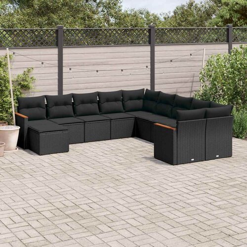  11-dijelni set vrtnih sofa od poliratana s jastucima crni Cijene