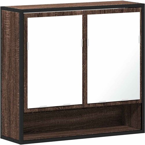 Maison Chic Kopalniška omarica - Kopalniški kabinet z ogledalom rjavi hrast 65x20x60 cm inž. les, (21794482) Cene
