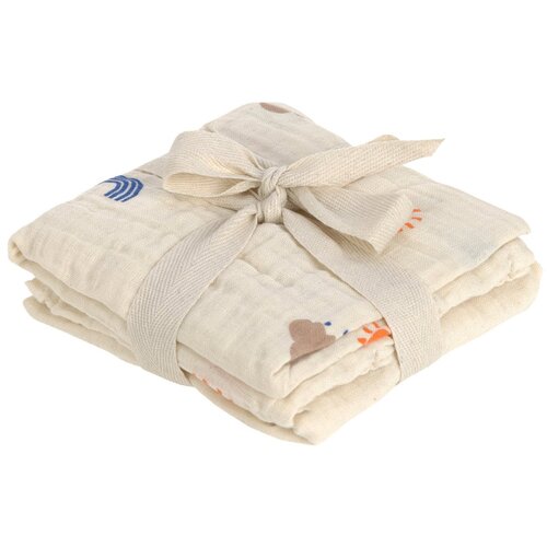 L&amp;auml;ssig tetra plenica Swaddle &amp;amp; Burp blanket M 60 x 60 cm 2/1 blossom nature Slike